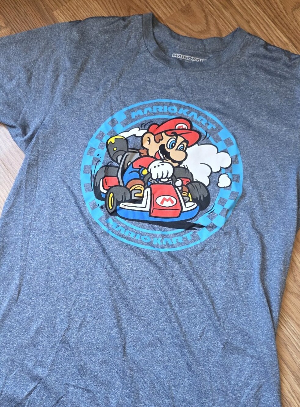 Nintendo Heather Blue Mario Kart Logo Tee Sz S MEN